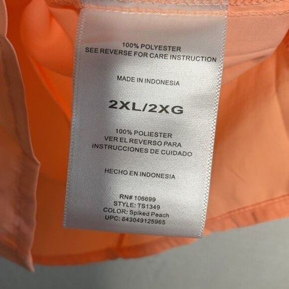 NWT Habit UPF40+ Vented Short Sleeve Button Up Shirt Women Size 2XL Peach Orange - Picture 3 of 12